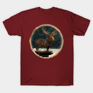 Geometric Moose Alaskan Wildlife Art T-Shirt